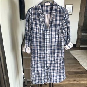 CP shades button front cotton plaid  shirt dress size XS